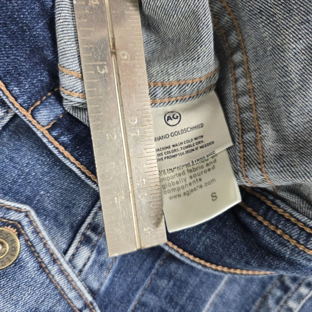 AG Adriano Goldschmied Mirah Denim Jacket Women Small Blue Stretch Jean Trucker - Picture 8 of 8